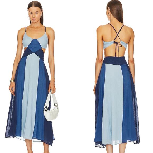 NWT Love the Label Cut Out Midi Dress in Blue Ombre Medium